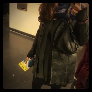 Mid-length Smooth Leather Jacket lightly loved